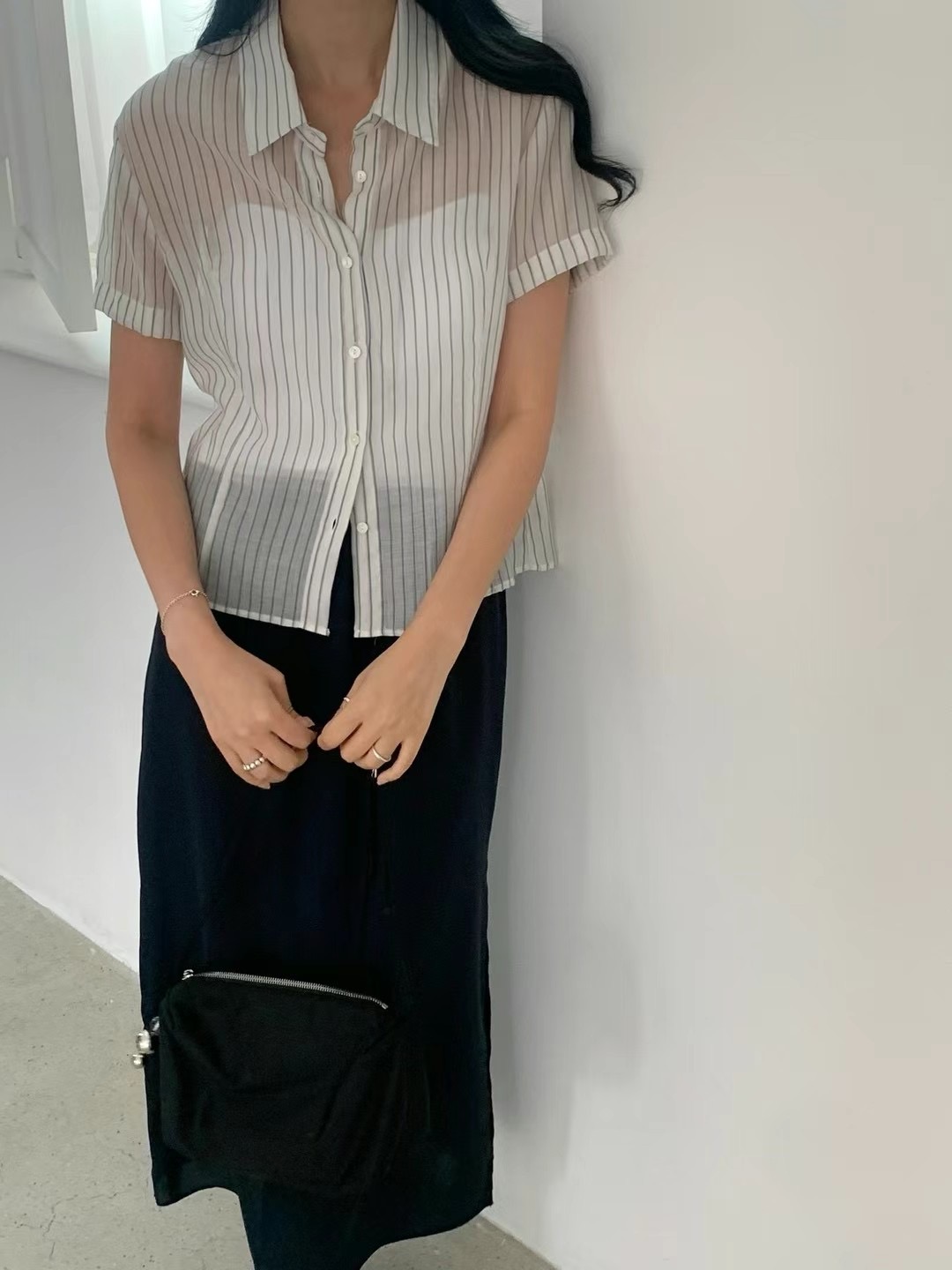 FLAT WHITE韓國直郵㊣女裝新品熱賣休閑25春夏人氣襯衫蕾絲衫FLAT WHITE襯衫/蕾絲衫