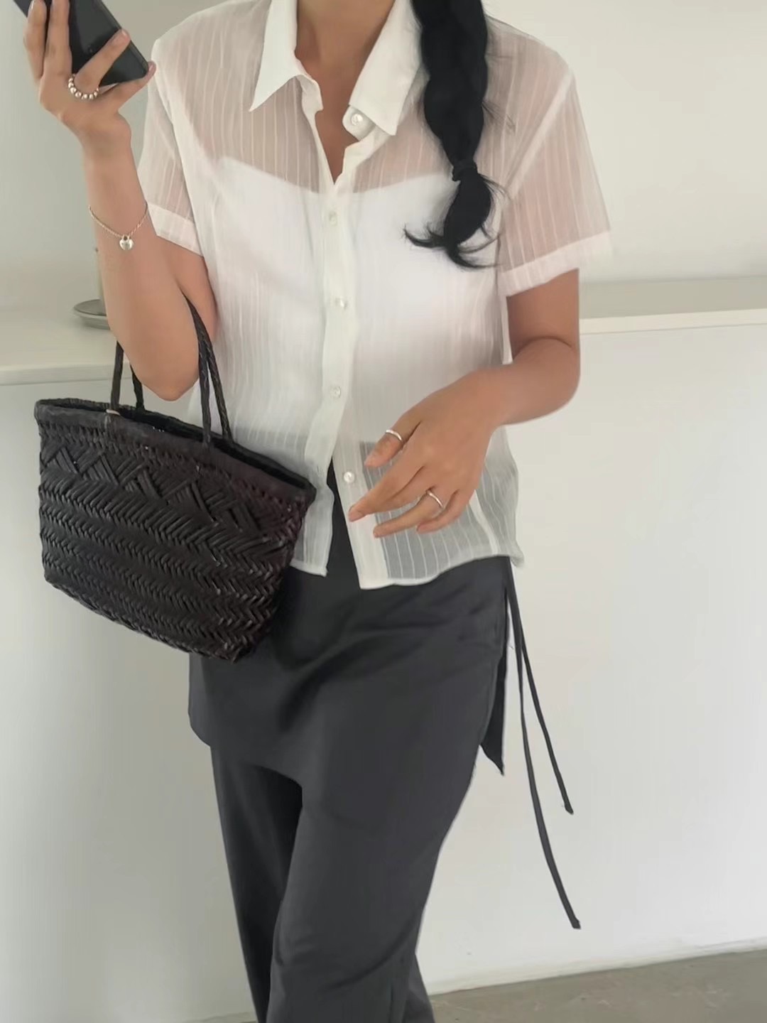FLAT WHITE韓國直郵㊣女裝新品熱賣休閑25春夏人氣襯衫蕾絲衫FLAT WHITE襯衫/蕾絲衫圖色3