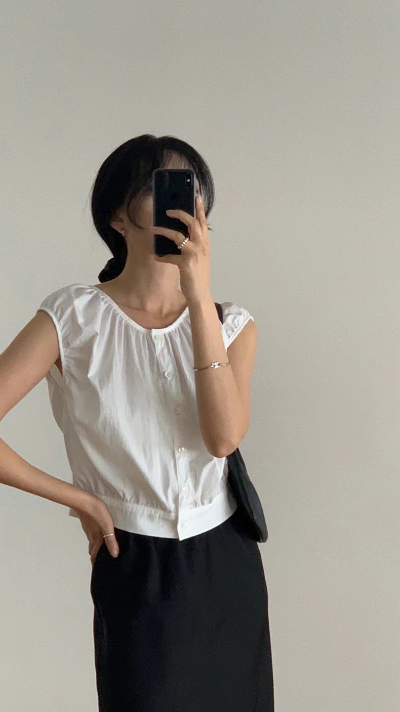FLAT WHITE韓國代購㊣女士新品25春夏時尚推薦真品襯衫蕾絲衫FLAT WHITE襯衫/蕾絲衫