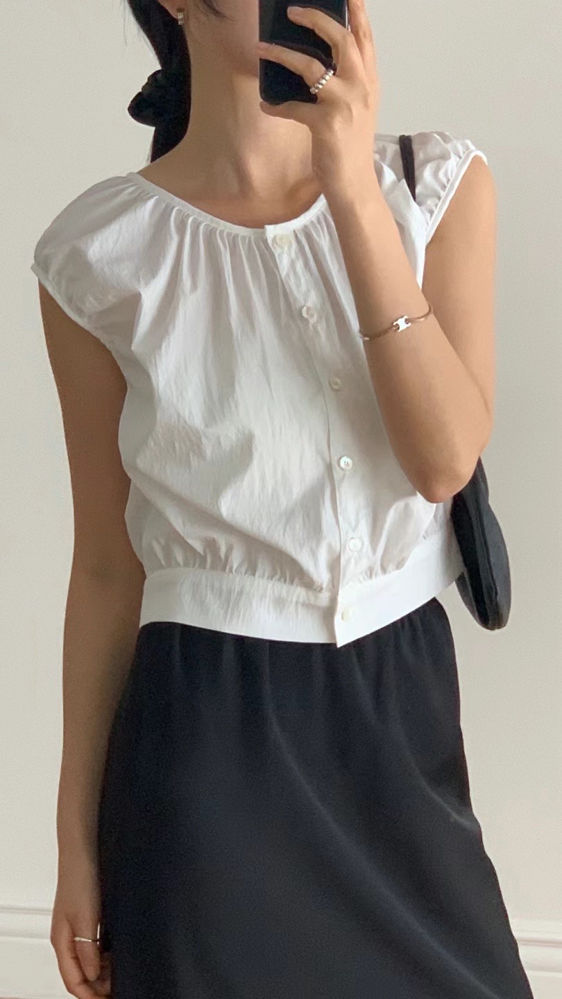 FLAT WHITE韓國代購㊣女士新品25春夏時尚推薦真品襯衫蕾絲衫FLAT WHITE襯衫/蕾絲衫