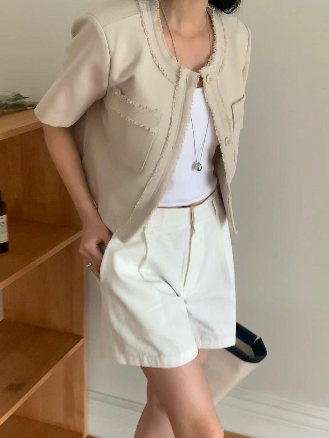 FLAT WHITE韓國直郵㊣女裝新品職業人氣推薦熱賣25春夏夾克FLAT WHITE夾克
