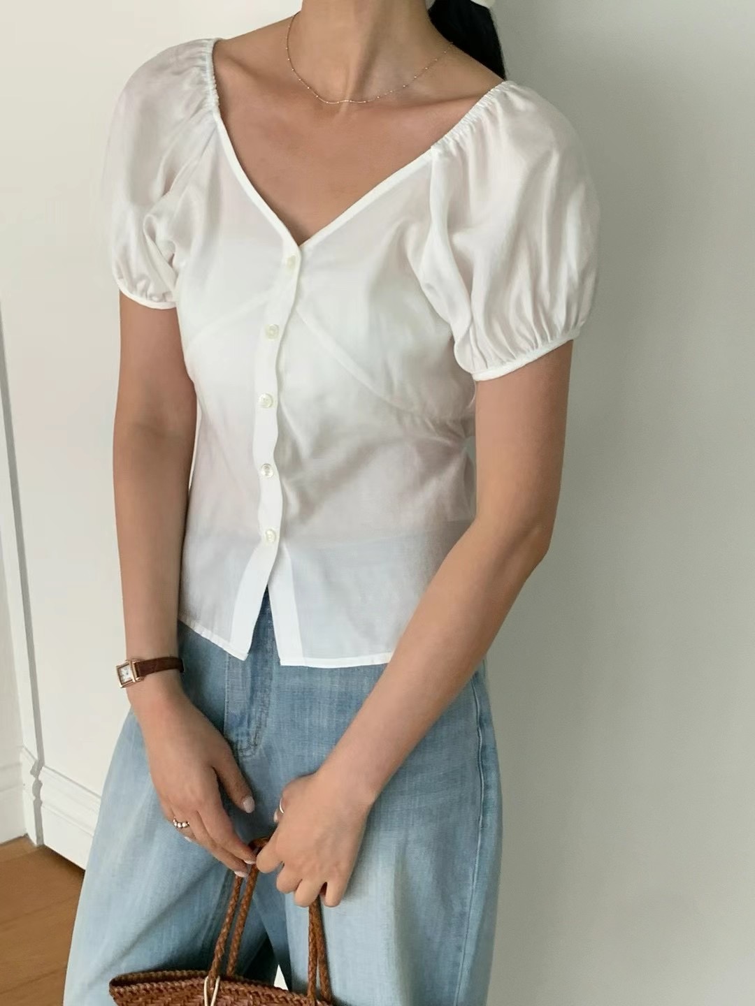 FLAT WHITE東大門㊣代購女士新品熱賣推薦職業25春夏襯衫蕾絲衫FLAT WHITE襯衫/蕾絲衫