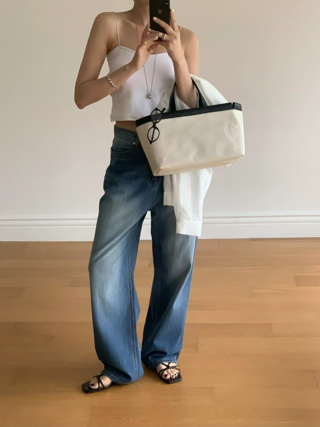 FLAT WHITE東大門㊣代購女士新款時尚熱賣職業牛仔褲不含腰帶FLAT WHITE牛仔褲