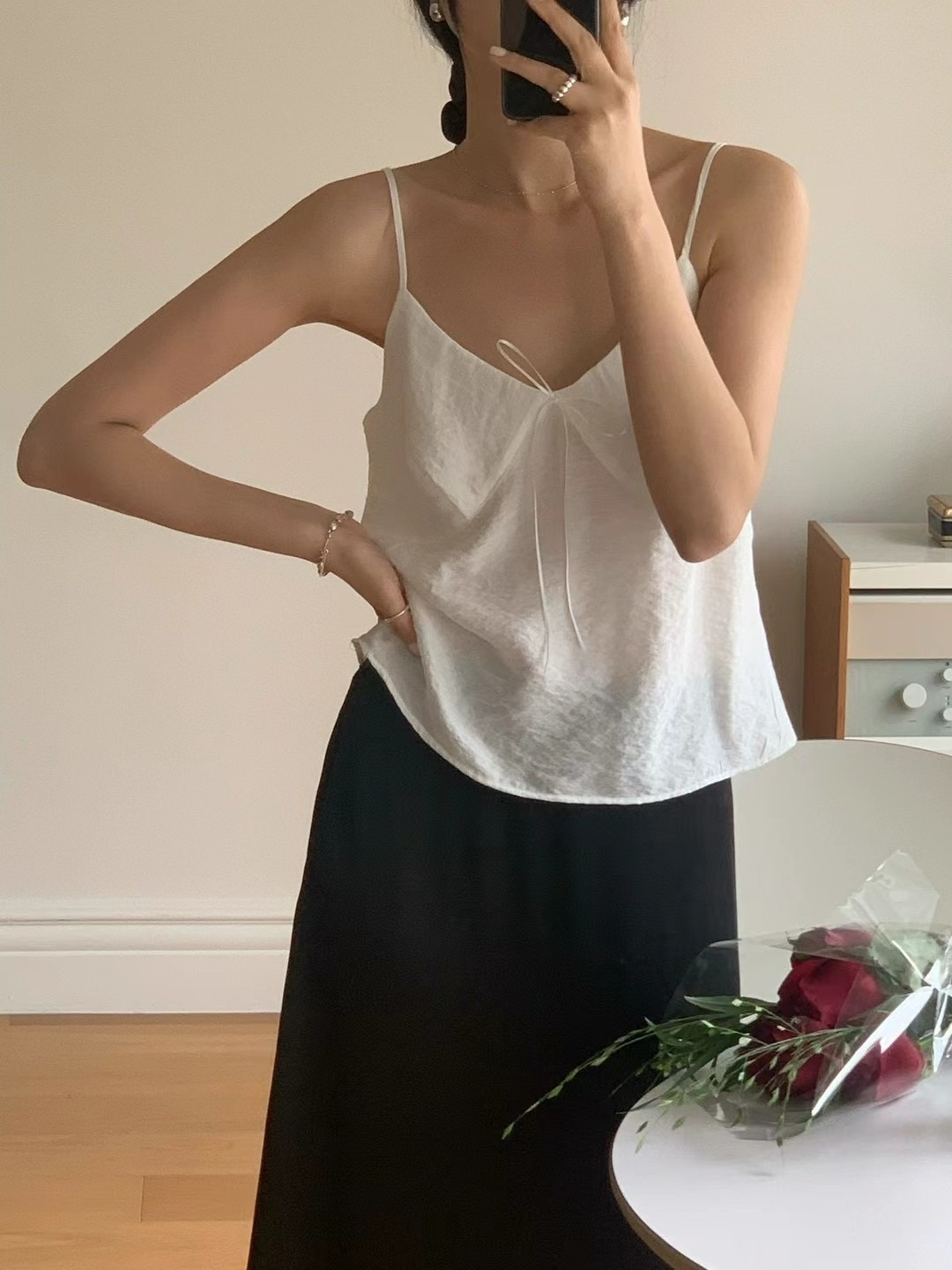 FLAT WHITE韓國直郵㊣女士新款真品人氣推薦職業休閑吊帶背心FLAT WHITE吊帶/背心