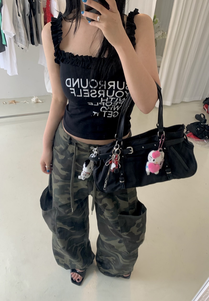 SEOLO東大門㊣直郵女裝新款推薦時尚人氣休閑休閑褲口袋迷彩Seolo seoul休閑褲