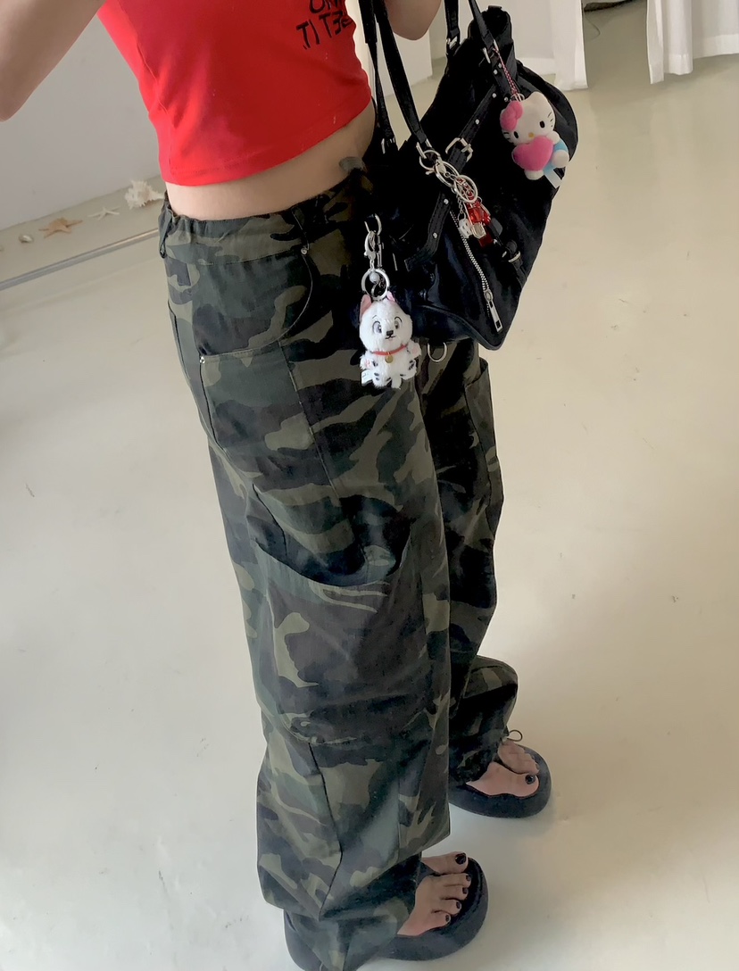 SEOLO東大門㊣直郵女裝新款推薦時尚人氣休閑休閑褲口袋迷彩Seolo seoul休閑褲