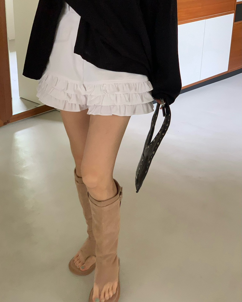 REVE CITE-L東大門㊣代購女裝新品時尚人氣25春夏短褲荷葉邊REVE CITE短褲