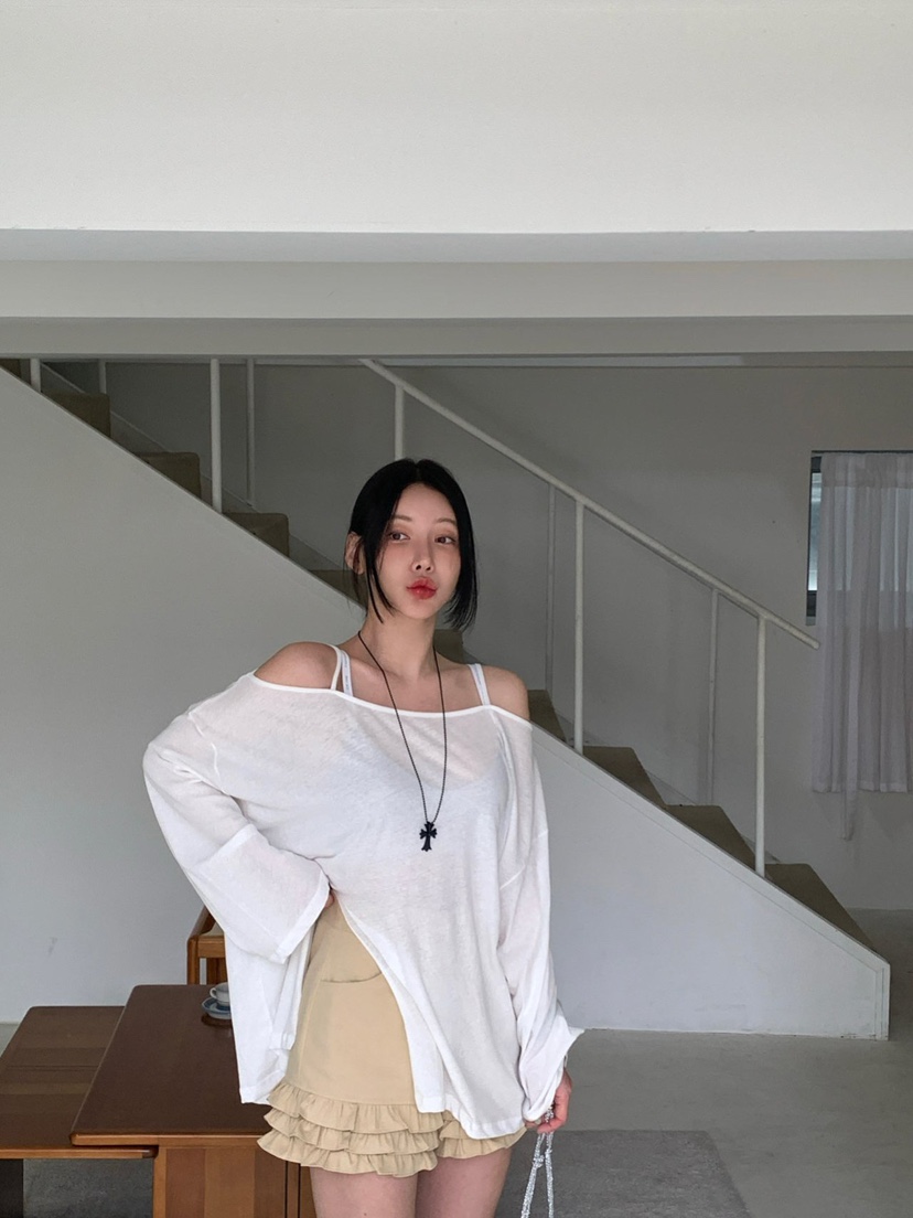REVE CITE-L東大門㊣代購女裝新品時尚人氣25春夏短褲荷葉邊REVE CITE短褲