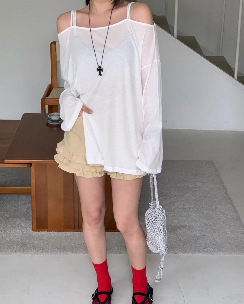 REVE CITE-L東大門㊣代購女裝新品時尚人氣25春夏短褲荷葉邊REVE CITE短褲