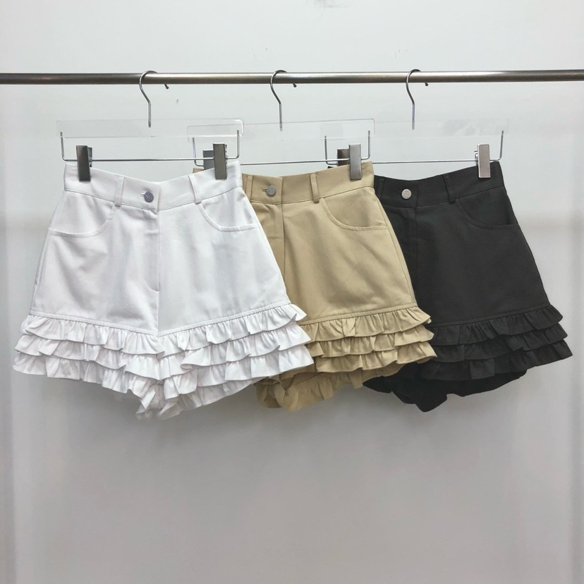 REVE CITE-L東大門㊣代購女裝新品時尚人氣25春夏短褲荷葉邊REVE CITE短褲