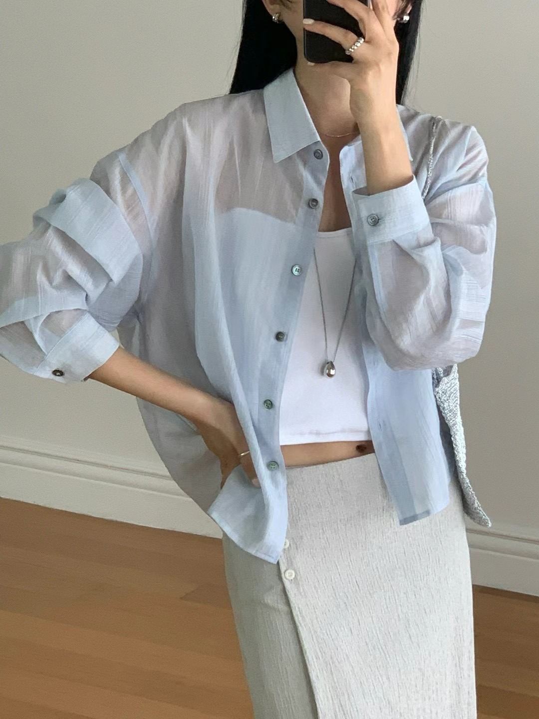 FLAT WHITE東大門㊣代購女裝新款熱賣25春夏推薦襯衫蕾絲衫FLAT WHITE襯衫/蕾絲衫圖色3