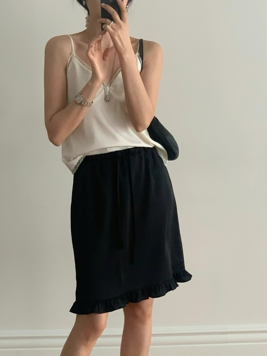 FLAT WHITE韓國直郵㊣女士新款時尚休閑真品熱賣半身裙中短裙FLAT WHITE半身裙/中短裙圖色2