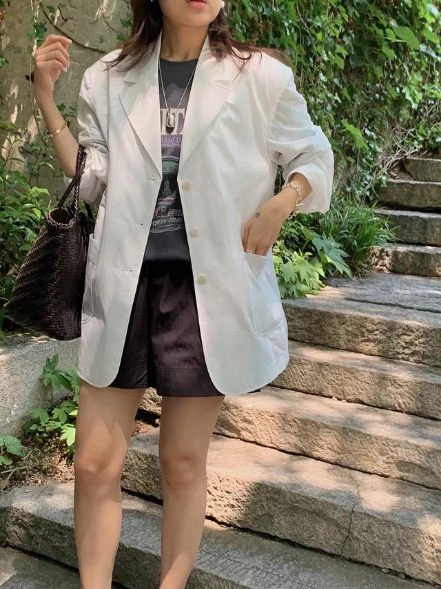 FLAT WHITE韓國代購㊣女裝新款休閑真品時尚人氣熱賣職業夾克FLAT WHITE夾克