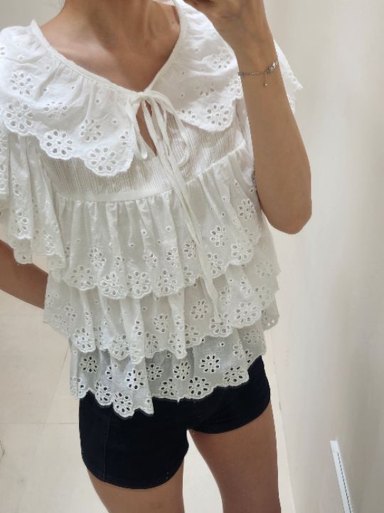 FEMME韓國代購㊣女裝新品職業休閑熱賣推薦時尚襯衫蕾絲衫蕾絲FEMME襯衫/蕾絲衫