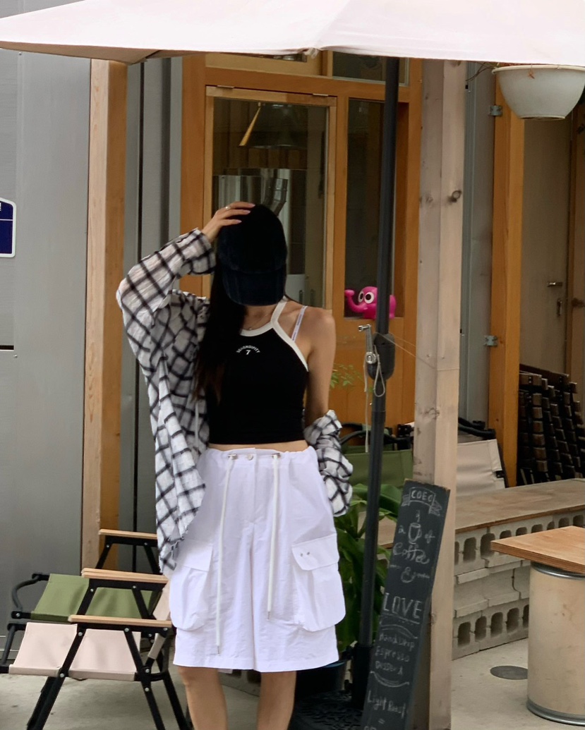 REVE CITE-L東大門㊣直郵女士新款休閑襯衫蕾絲衫格紋連帽REVE CITE襯衫/蕾絲衫
