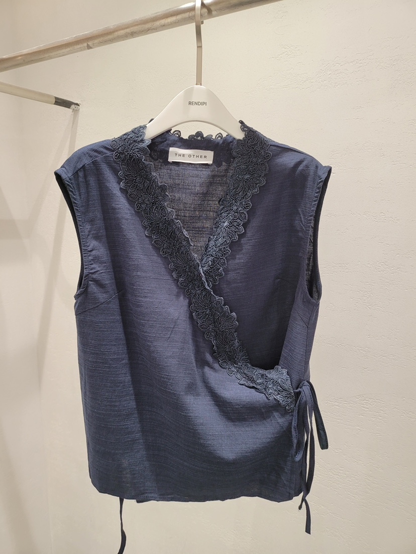 THE OTHER韓國代購㊣女裝新款時尚25春夏職業襯衫蕾絲衫亞麻THE OTHER襯衫/蕾絲衫