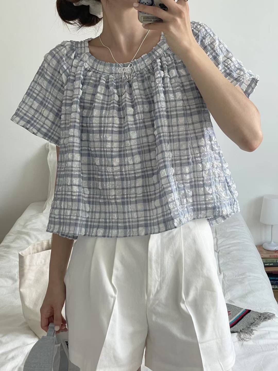 AND東大門㊣實拍女裝新品推薦時尚真品職業熱賣25春夏襯衫蕾絲衫AND襯衫/蕾絲衫圖色2