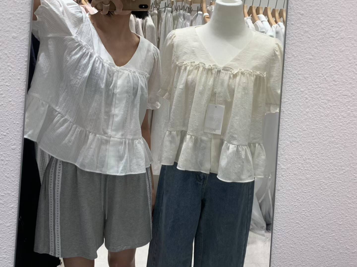 AND東大門㊣直郵女裝新款休閑人氣職業熱賣25春夏襯衫蕾絲衫AND襯衫/蕾絲衫圖色2左二色