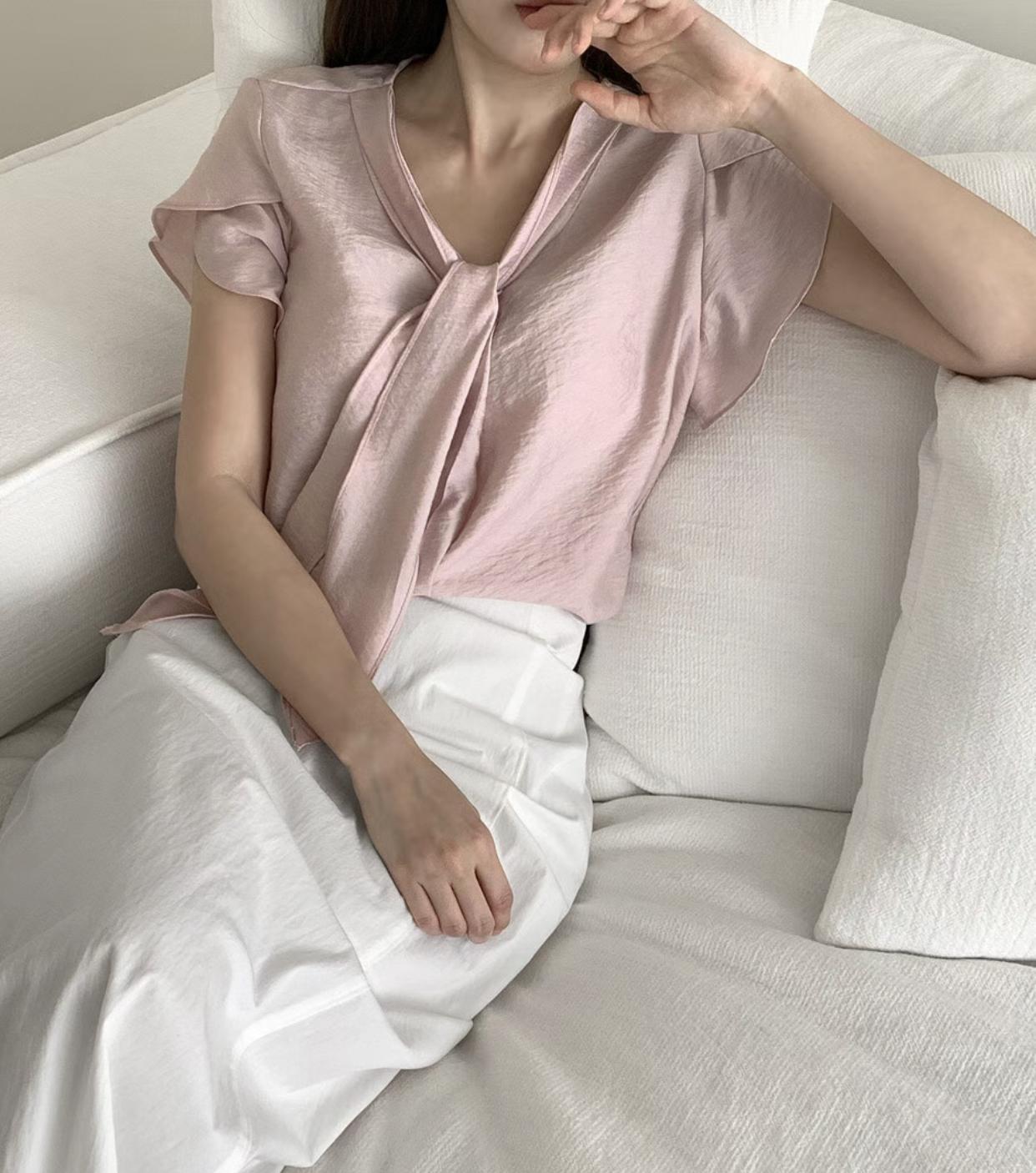 AND韓國代購㊣女裝新款熱賣25春夏真品時尚休閑人氣襯衫蕾絲衫AND襯衫/蕾絲衫