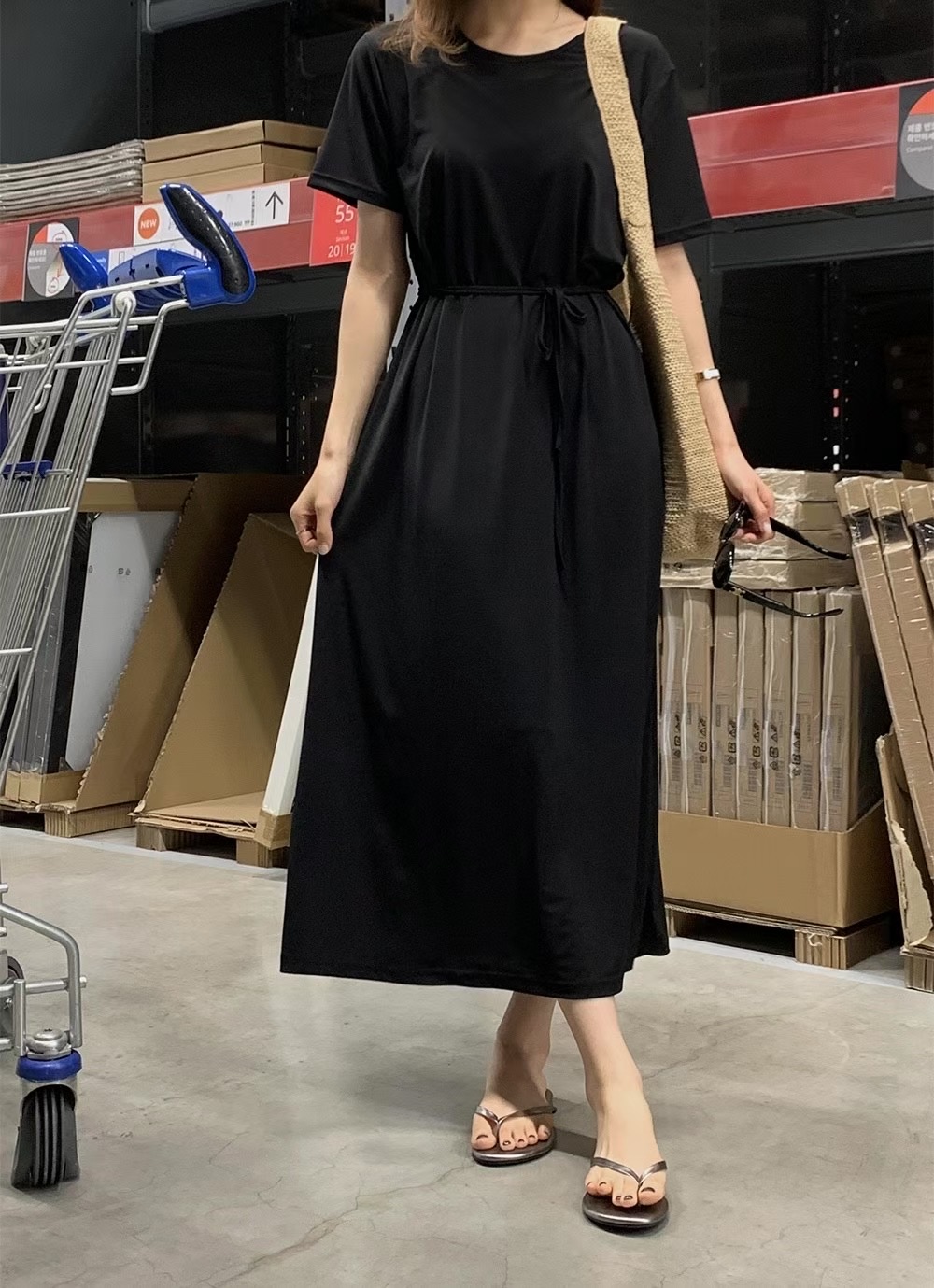 AND韓國直郵㊣女裝新款職業25春夏休閑時尚真品連衣裙含腰繩AND連衣裙