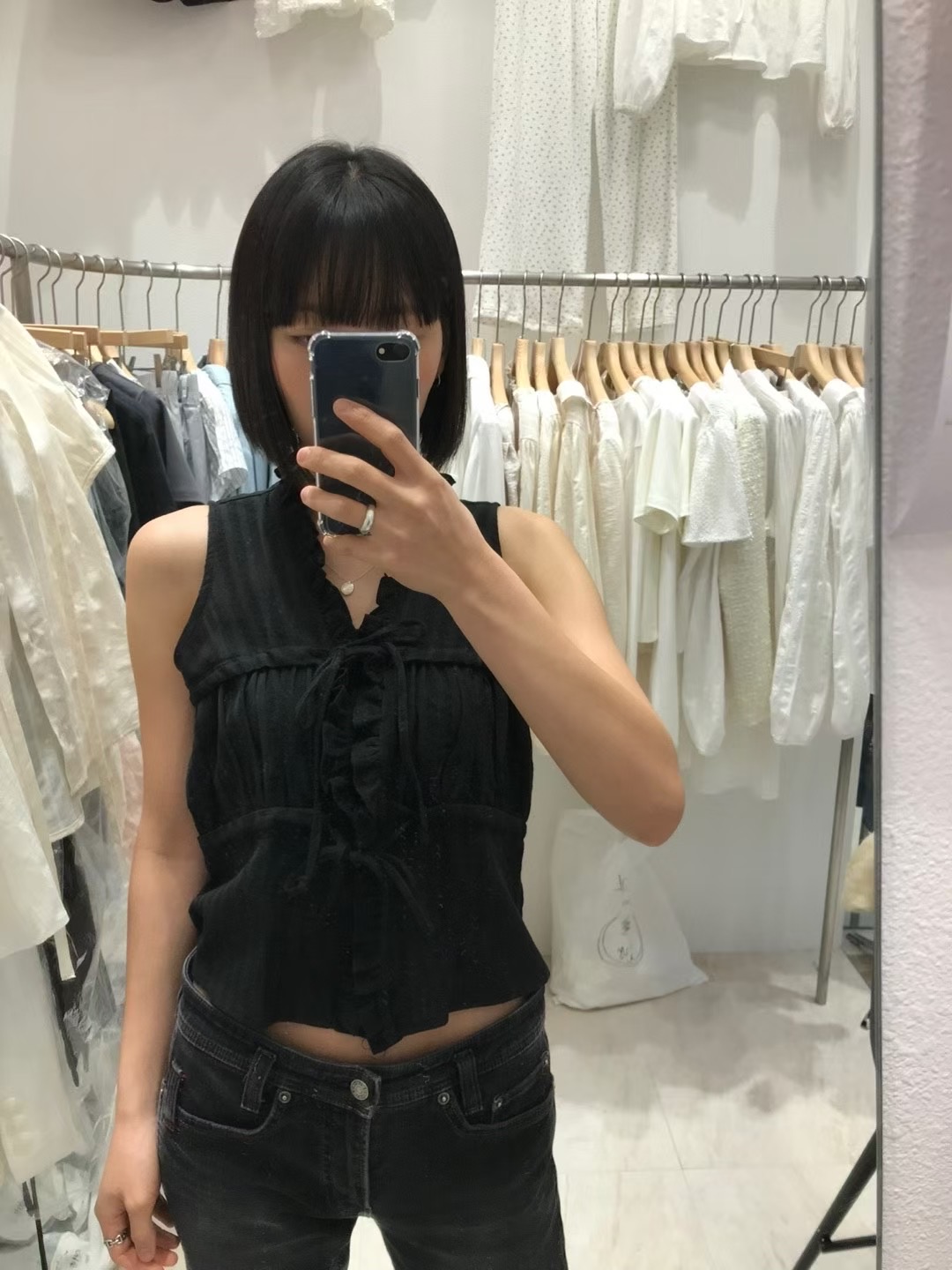 AND韓國代購㊣女裝新款推薦真品時尚熱賣職業襯衫蕾絲衫荷葉邊AND襯衫/蕾絲衫