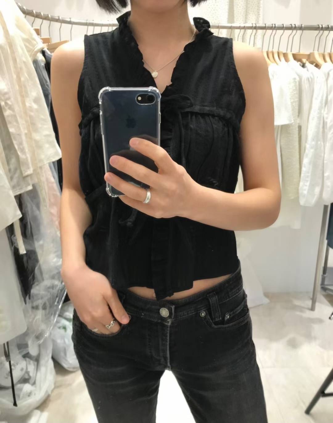 AND韓國代購㊣女裝新款推薦真品時尚熱賣職業襯衫蕾絲衫荷葉邊AND襯衫/蕾絲衫