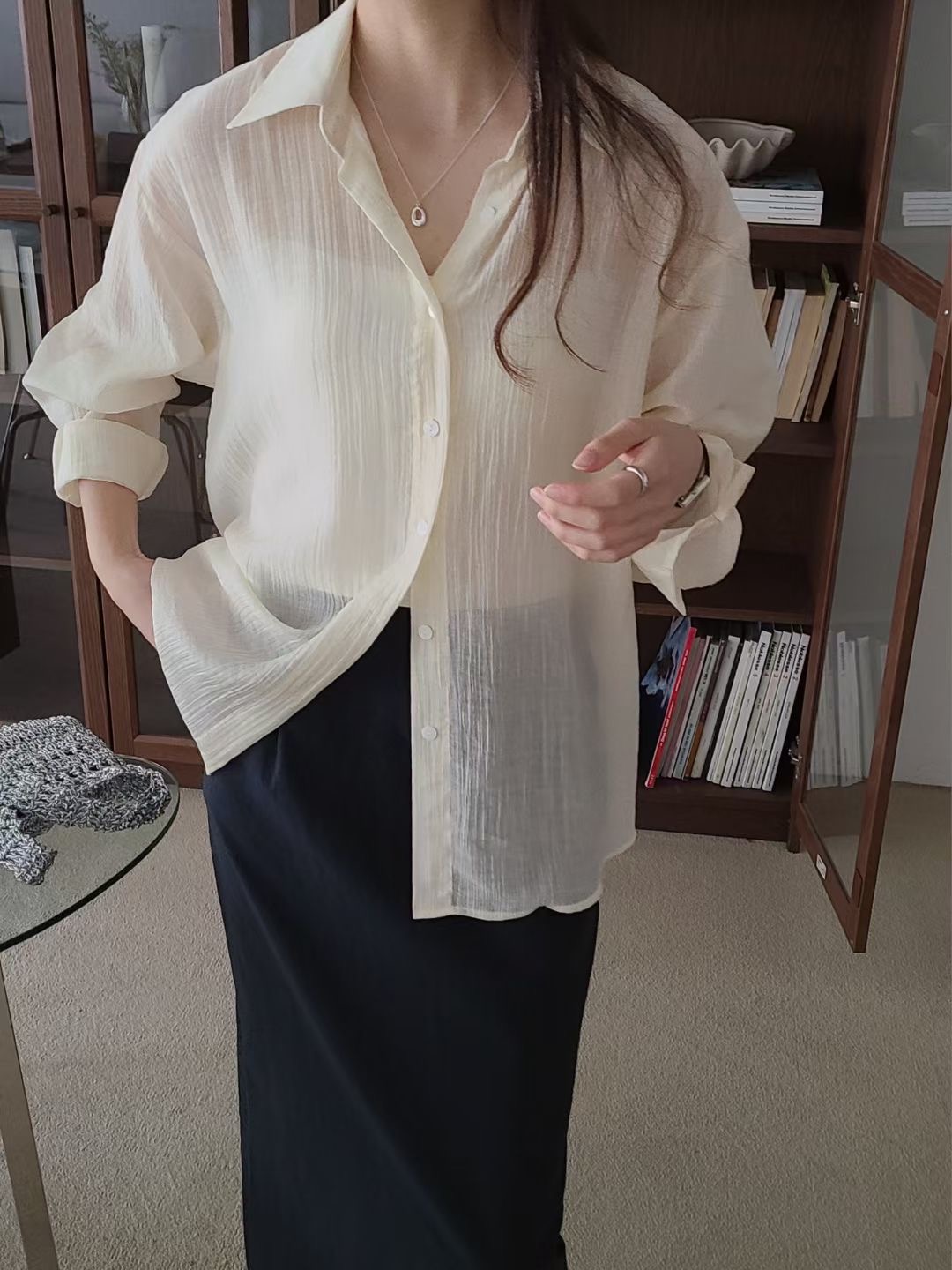 BRING韓國代購㊣女士新款職業時尚推薦25春夏休閑襯衫蕾絲衫BRING襯衫/蕾絲衫