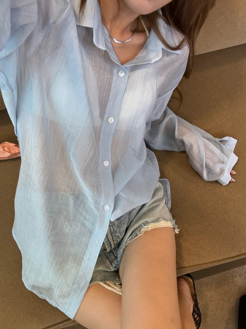 UNA/THE MAY韓國代購㊣女裝新款人氣真品25春夏襯衫蕾絲衫透明THEMAY/UNA襯衫/蕾絲衫圖色2