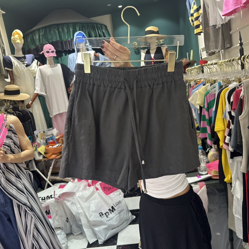 3COLOR東大門㊣實拍女士新品時尚短褲亞麻Three color短褲圖色3