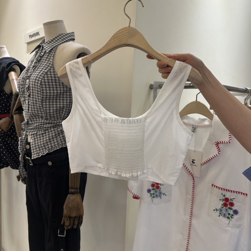 TOMGIRL韓國代購㊣女士新品真品休閑25春夏熱賣吊帶背心刺繡TOMGIRL吊帶/背心