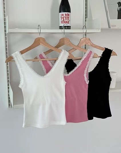 BUSTLING東大門㊣實拍女士新品25春夏真品休閑吊帶背心蕾絲BUSTLING吊帶/背心圖色3左三色