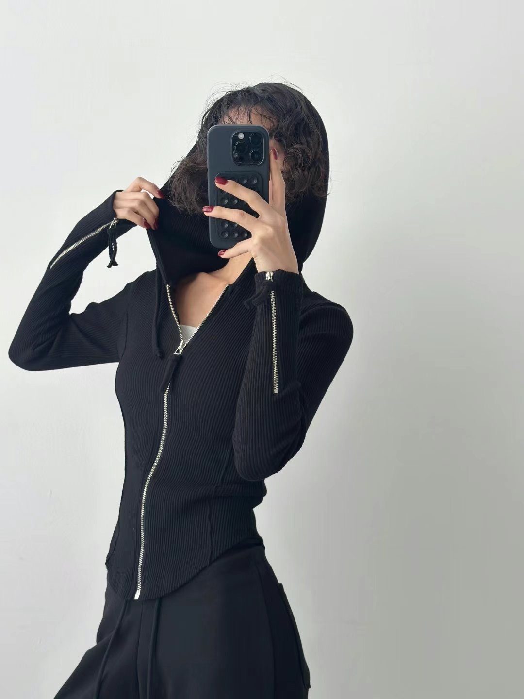 BUSTLING韓國直郵㊣女裝新款時尚休閑人氣真品推薦針織衫拉鏈BUSTLING針織衫