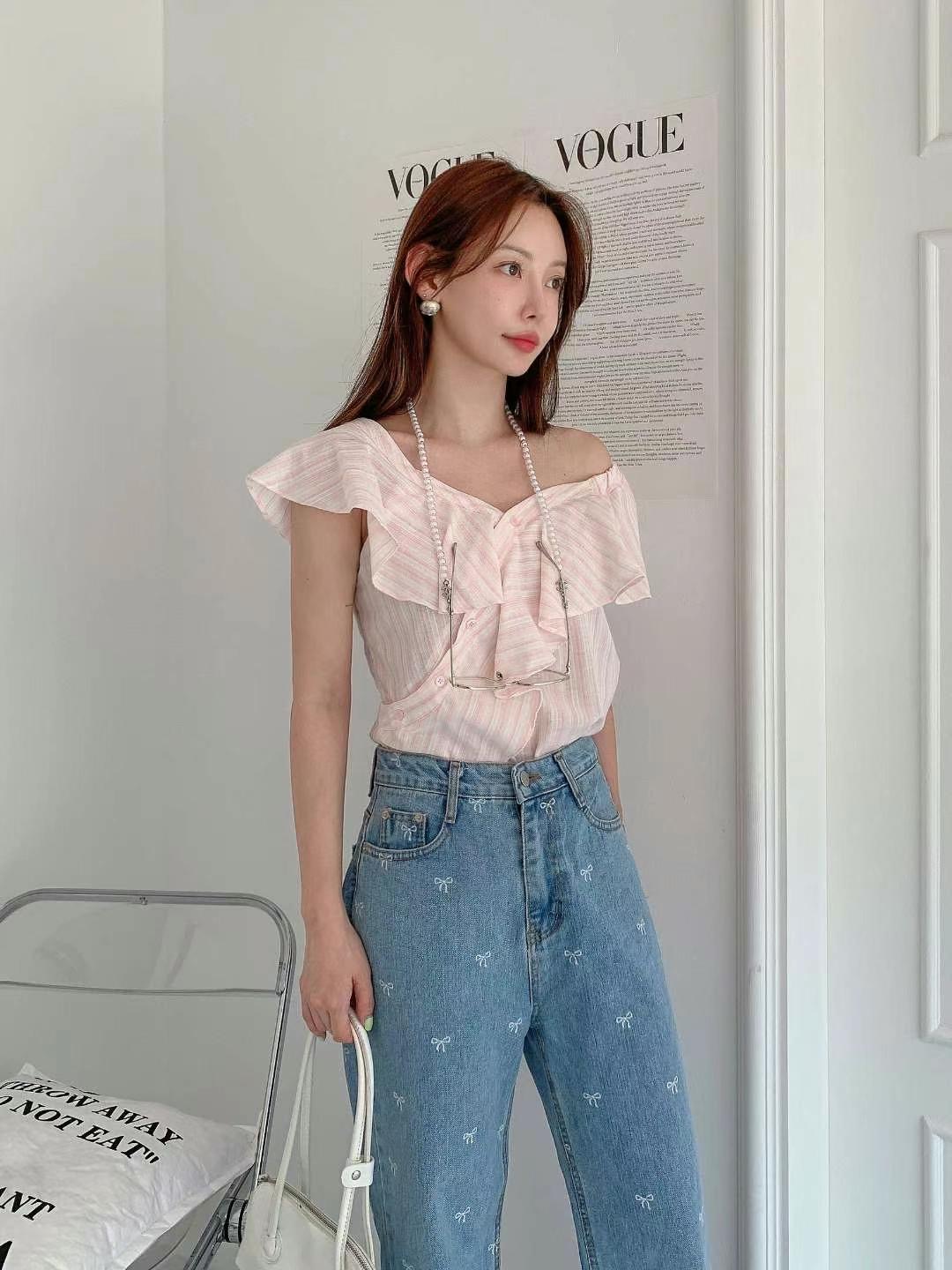 PINK PUMPKIN東大門㊣實拍女裝新品時尚職業25春夏襯衫蕾絲衫PINK PUMPKIN襯衫/蕾絲衫