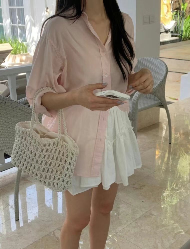 POMELO韓國直郵㊣女裝新款職業25春夏時尚休閑推薦襯衫蕾絲衫POMELO襯衫/蕾絲衫