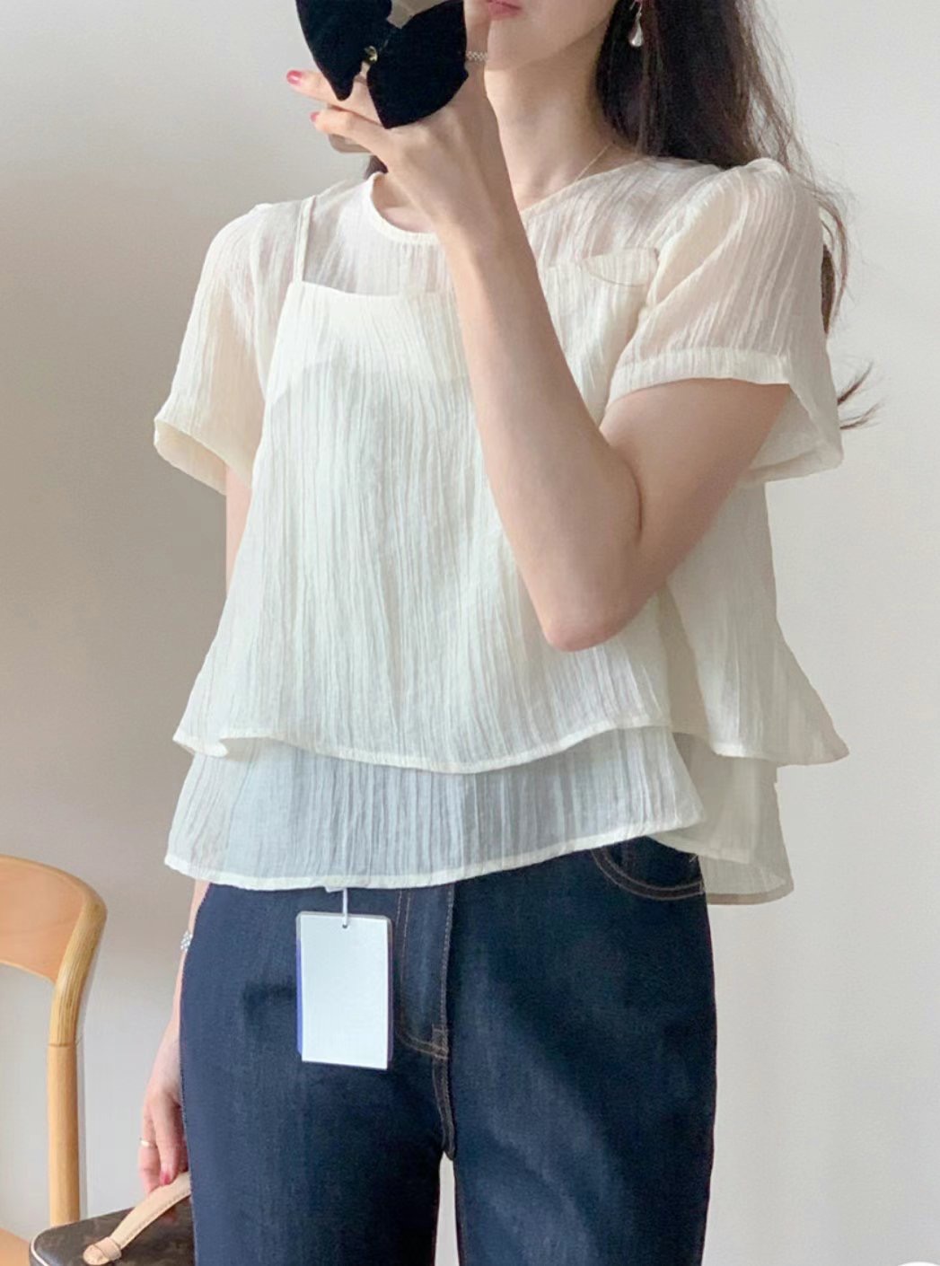 POMELO東大門㊣代購女士新款休閑25春夏職業熱賣套裝套裝透視POMELO套裝