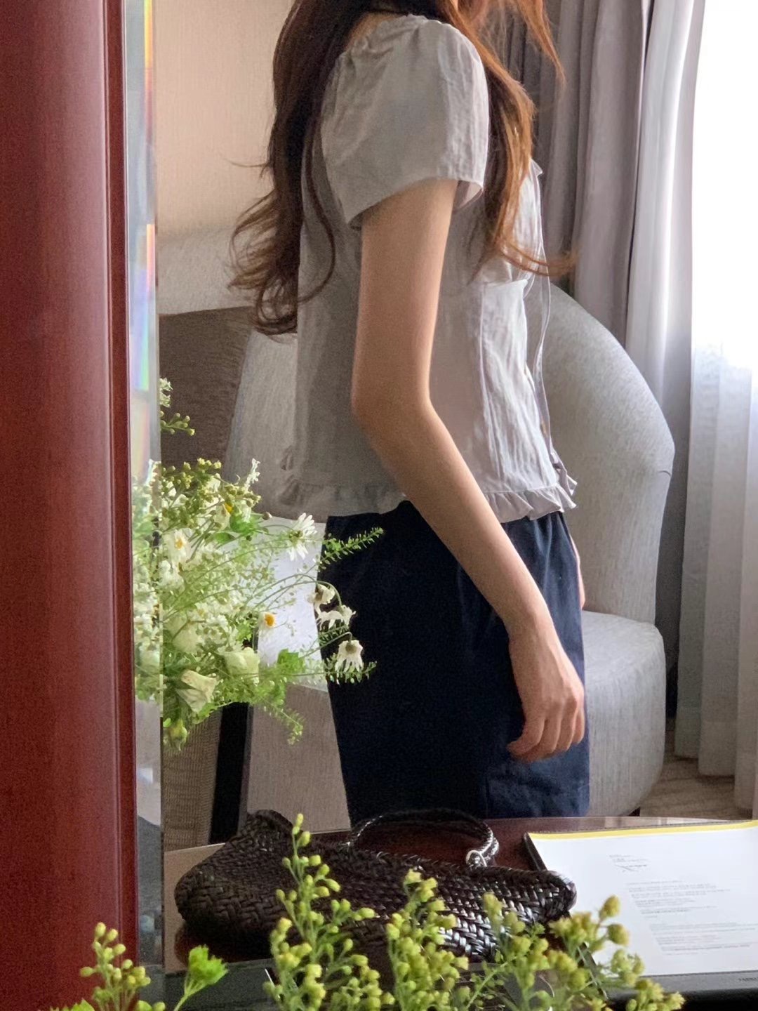 POMELO東大門㊣直郵女士新款熱賣時尚25春夏真品襯衫蕾絲衫POMELO襯衫/蕾絲衫