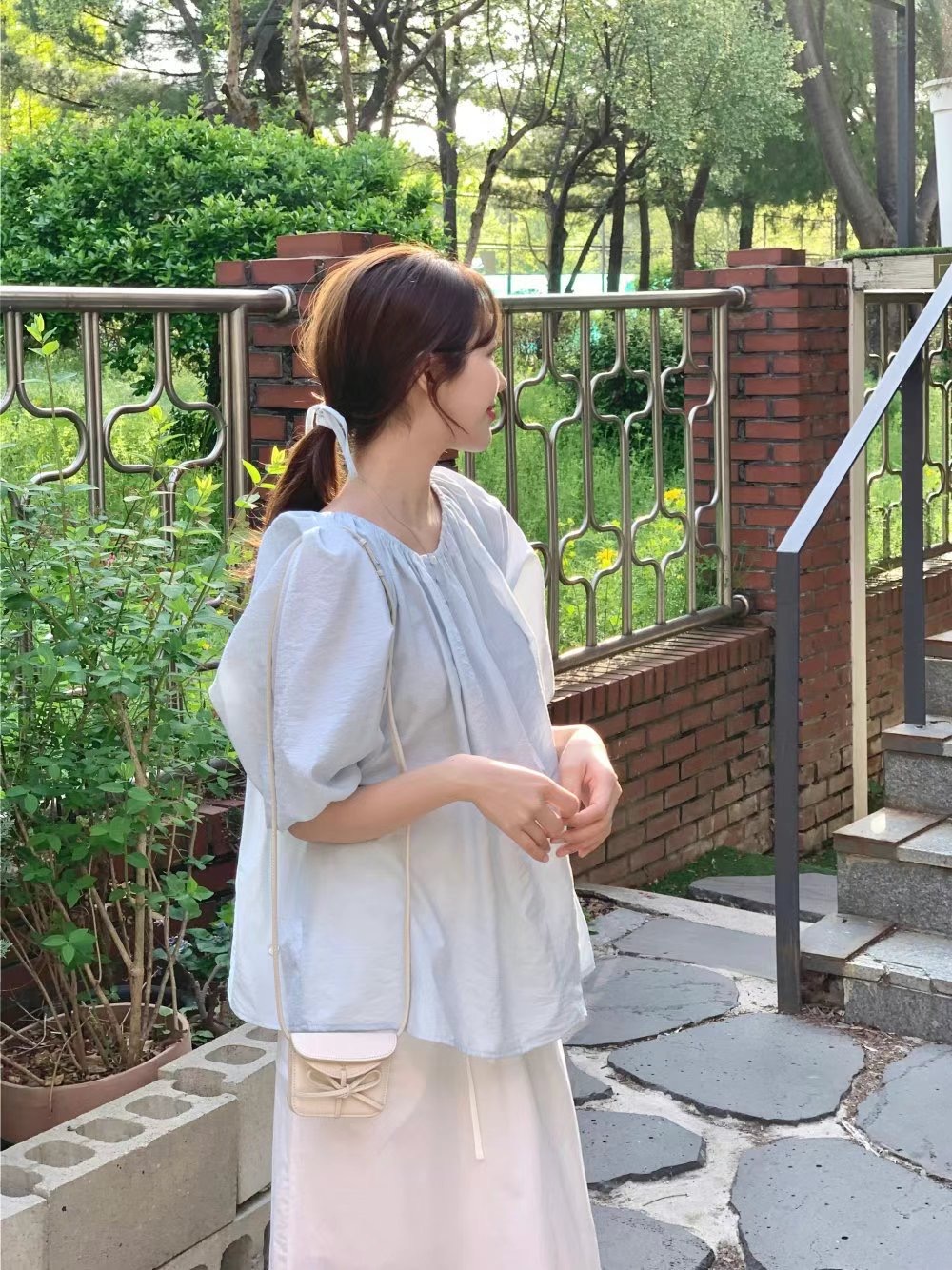 POMELO東大門㊣直郵女裝新款職業人氣熱賣真品襯衫蕾絲衫緊身POMELO襯衫/蕾絲衫