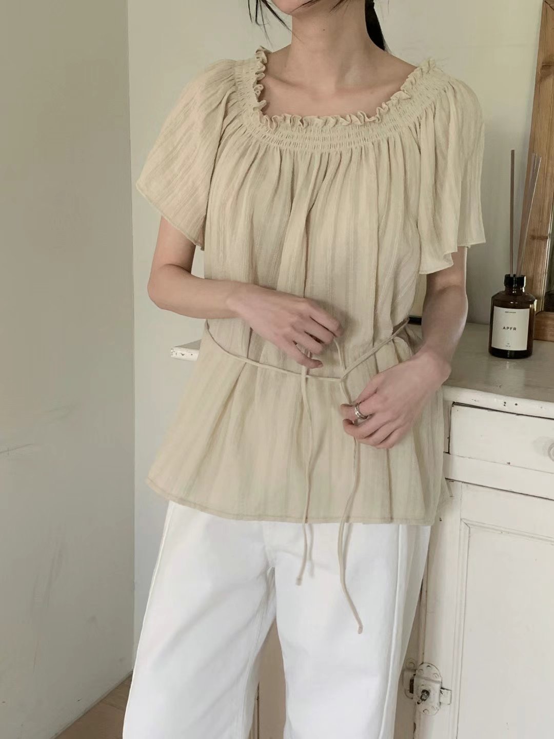 POMELO韓國代購㊣女士新款推薦時尚人氣休閑職業襯衫蕾絲衫POMELO襯衫/蕾絲衫