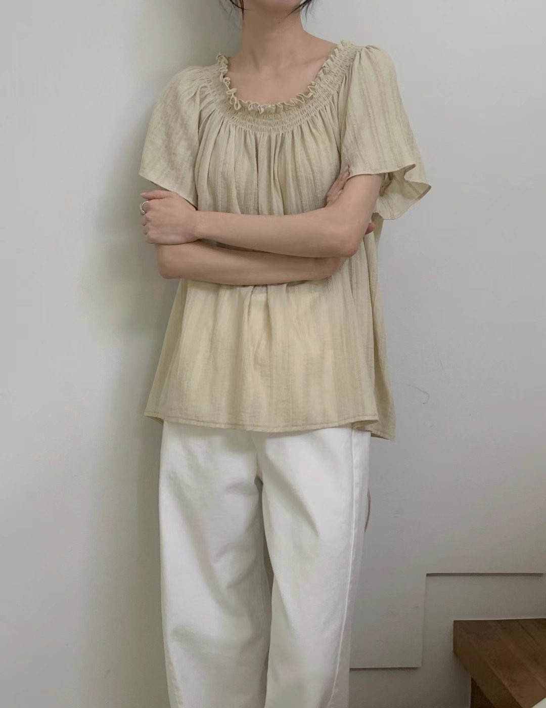 POMELO韓國代購㊣女士新款推薦時尚人氣休閑職業襯衫蕾絲衫POMELO襯衫/蕾絲衫
