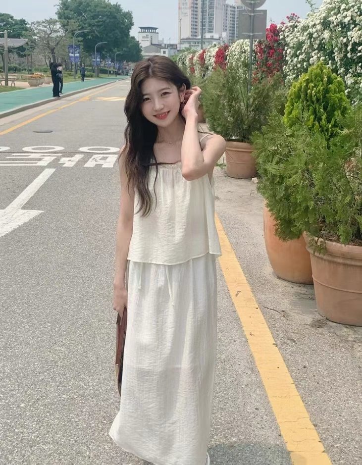 YUNI YUNI-유니유니-T東大門㊣實拍女士新品25春夏長裙綁帶YUNI YUNI長裙