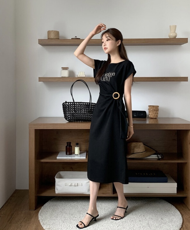 I BLLE韓國代購㊣女裝新品時尚職業25春夏休閑熱賣推薦連衣裙I BLLE連衣裙