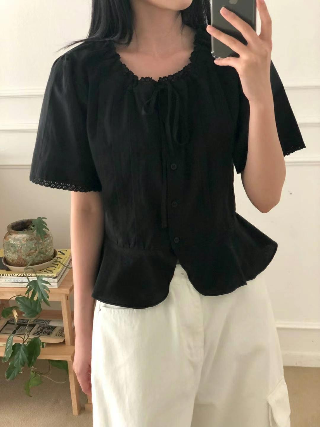 M.STORY韓國代購㊣女裝新品真品推薦25春夏人氣襯衫蕾絲衫M.STORY襯衫/蕾絲衫