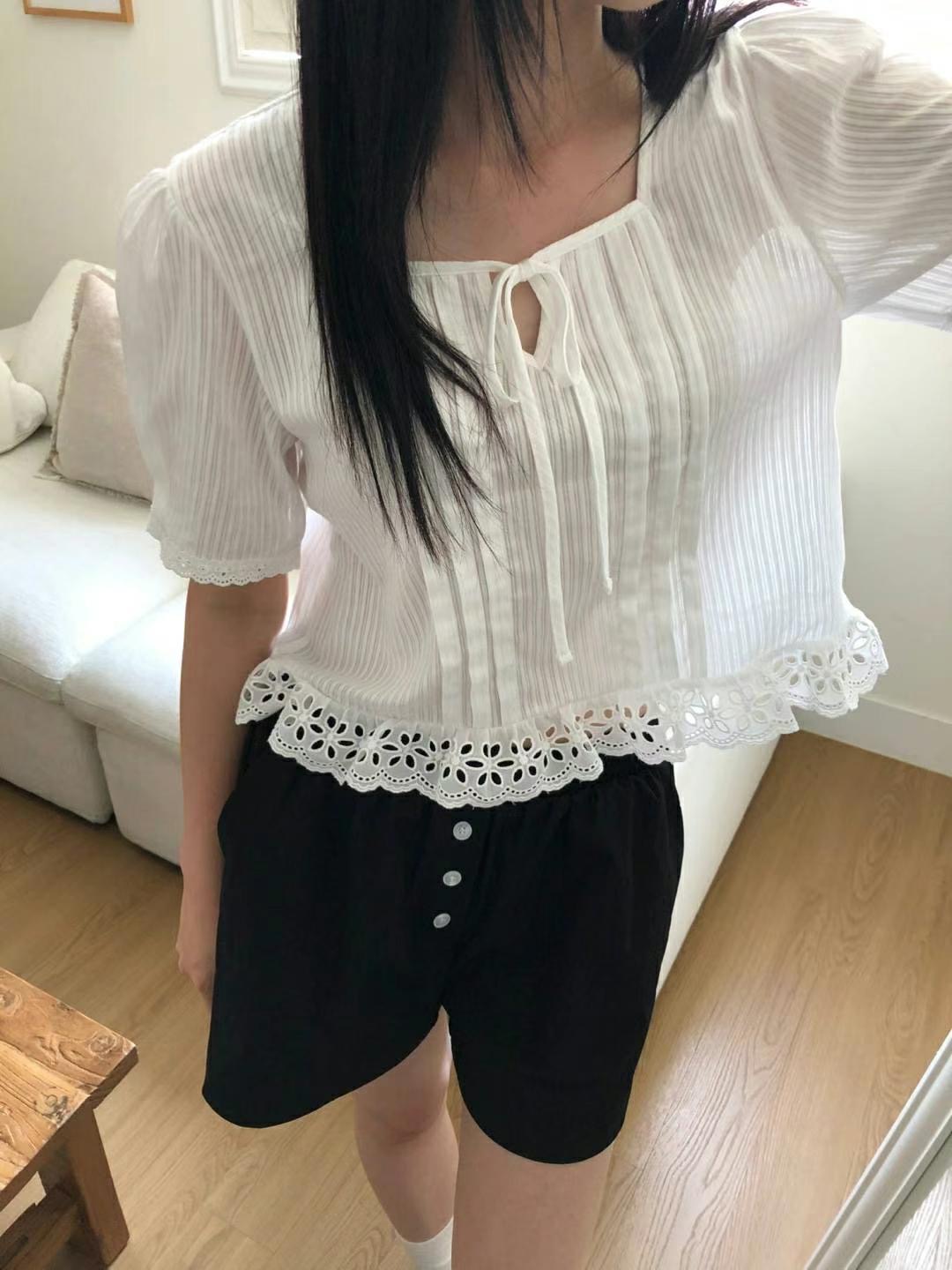 M.STORY東大門㊣代購女裝新品25春夏人氣熱賣休閑襯衫蕾絲衫M.STORY襯衫/蕾絲衫