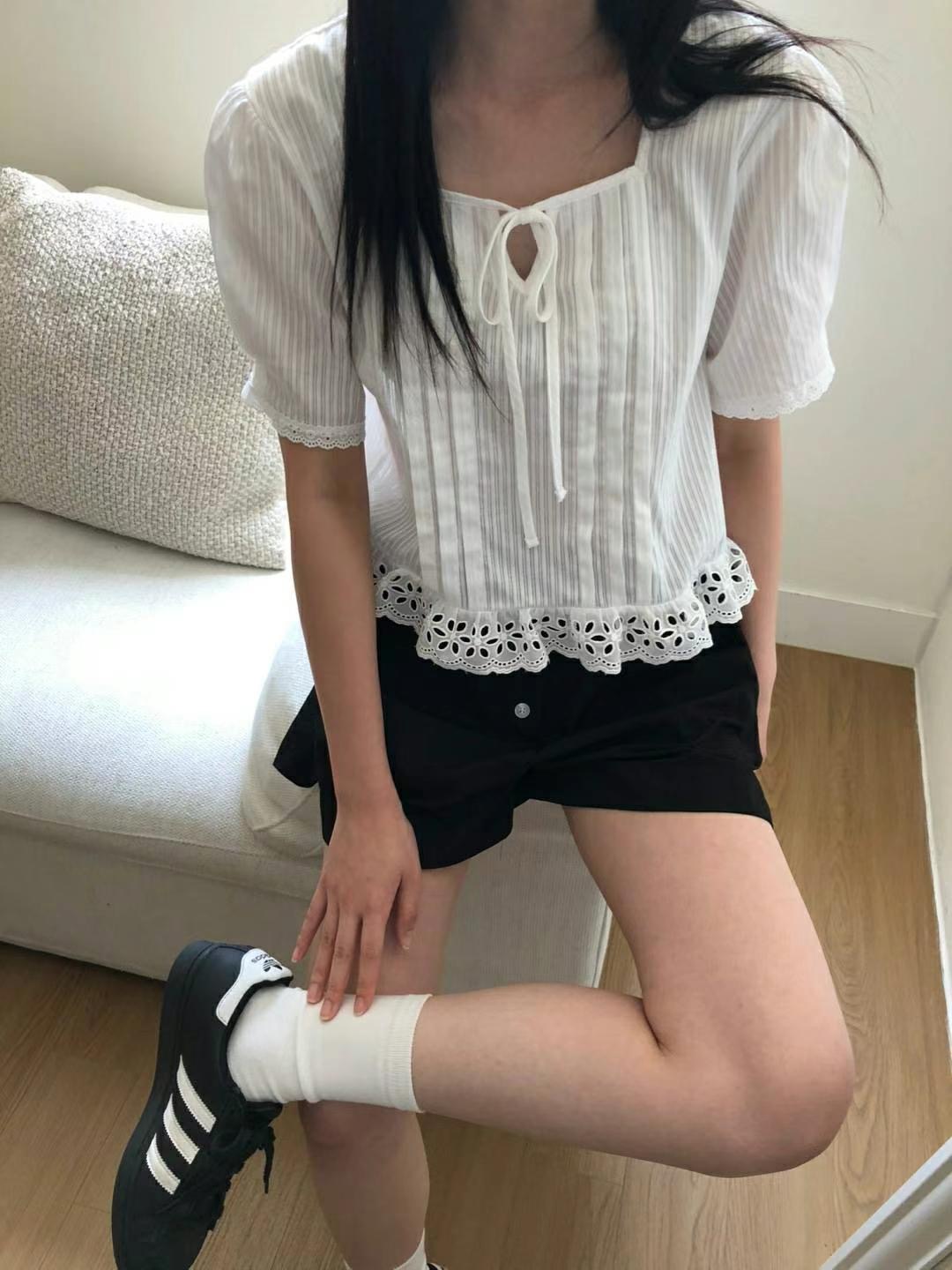M.STORY東大門㊣代購女裝新品25春夏人氣熱賣休閑襯衫蕾絲衫M.STORY襯衫/蕾絲衫