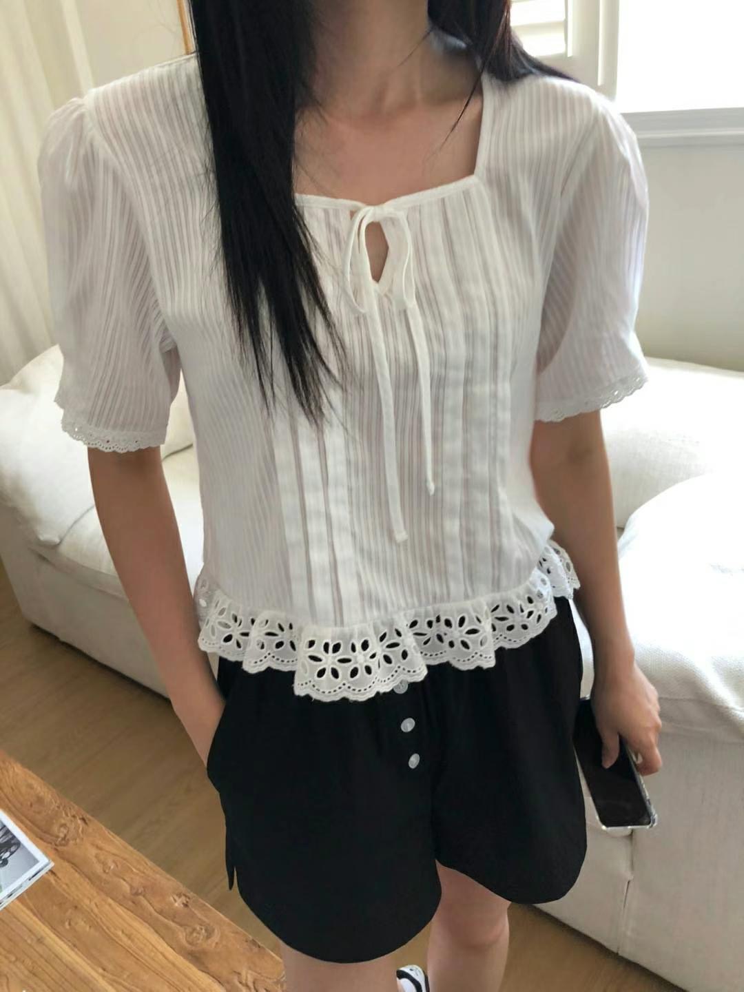M.STORY東大門㊣代購女裝新品25春夏人氣熱賣休閑襯衫蕾絲衫M.STORY襯衫/蕾絲衫圖色1