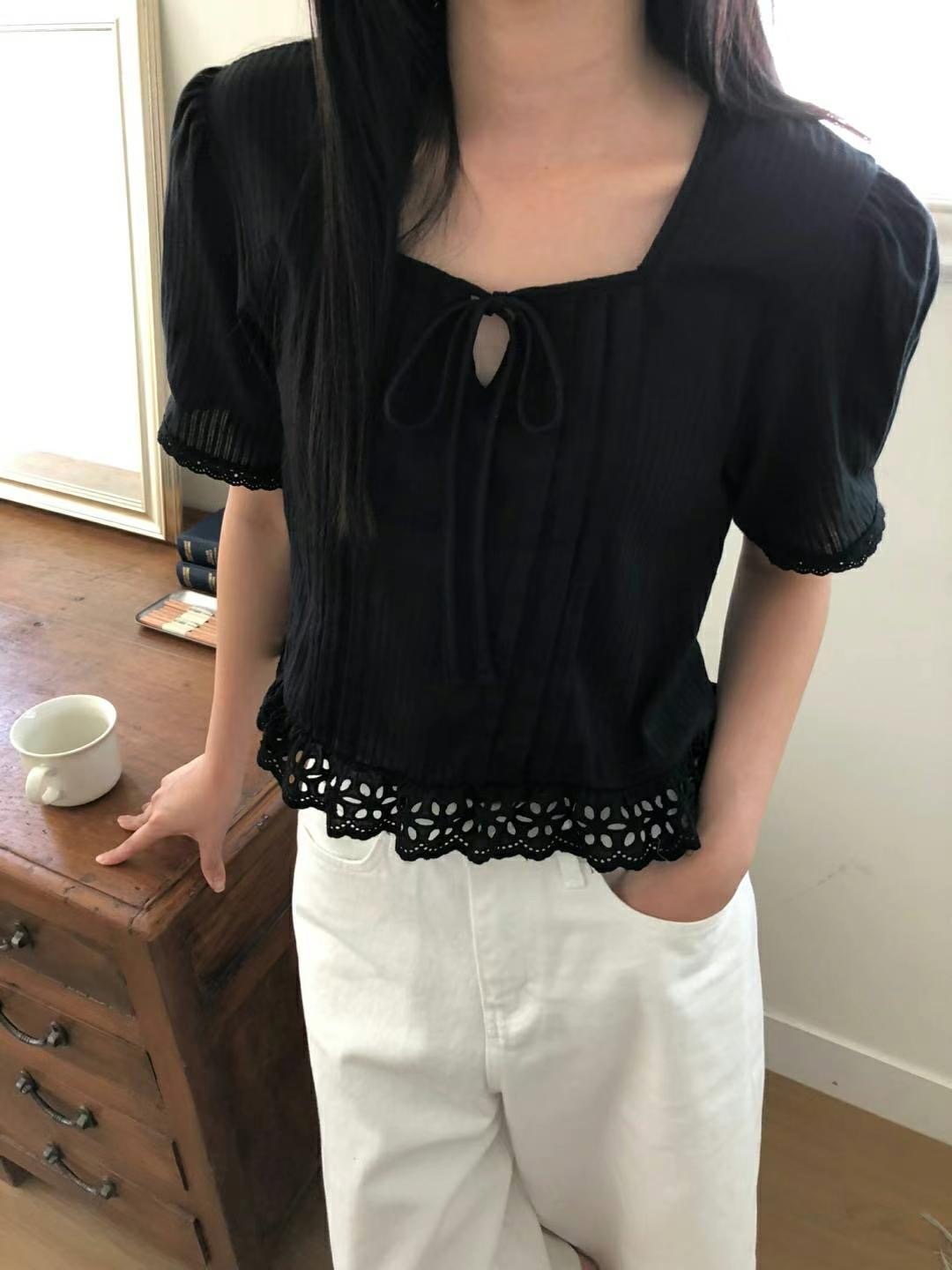 M.STORY東大門㊣代購女裝新品25春夏人氣熱賣休閑襯衫蕾絲衫M.STORY襯衫/蕾絲衫圖色2