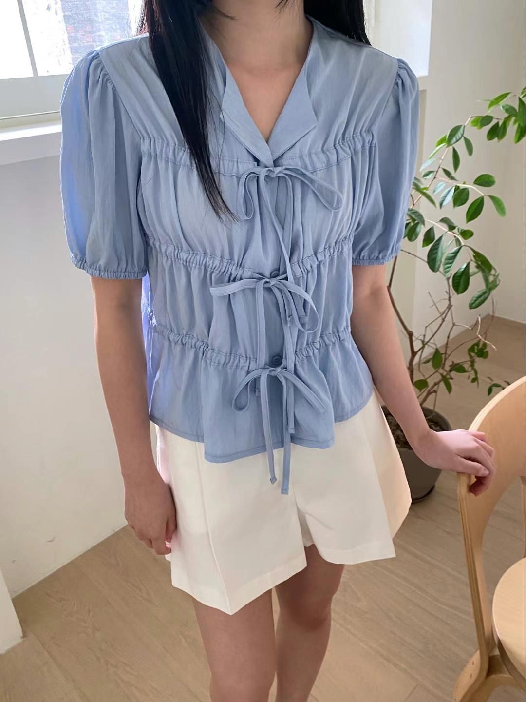 M.STORY韓國代購㊣女士新款時尚真品職業熱賣25春夏襯衫蕾絲衫M.STORY襯衫/蕾絲衫圖色1