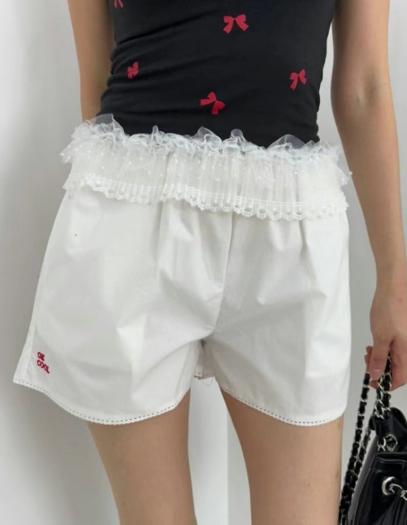 YUNI YUNI-유니유니-T東大門㊣實拍女裝新品25春夏短褲蕾絲YUNI YUNI短褲圖色2