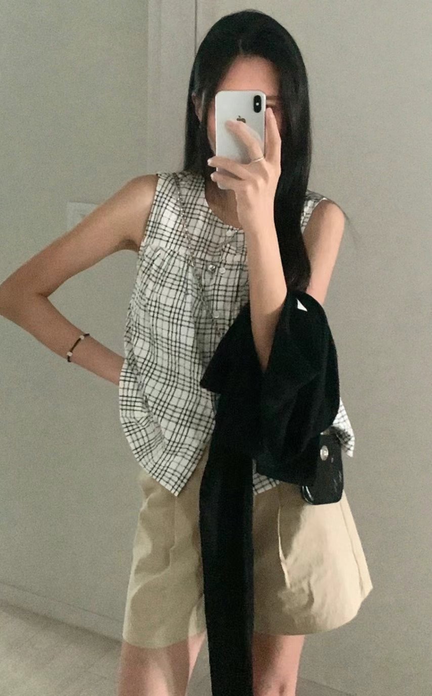 YUNI YUNI-유니유니-T東大門㊣代購女士新款推薦襯衫蕾絲衫格紋YUNI YUNI襯衫/蕾絲衫