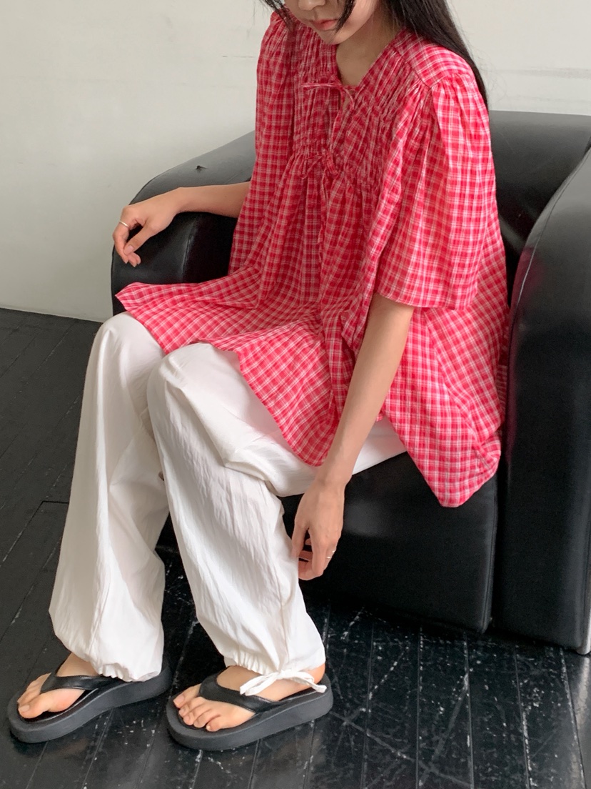GOYOU東大門㊣代購女士新品時尚人氣25春夏真品襯衫蕾絲衫格紋de goyou襯衫/蕾絲衫